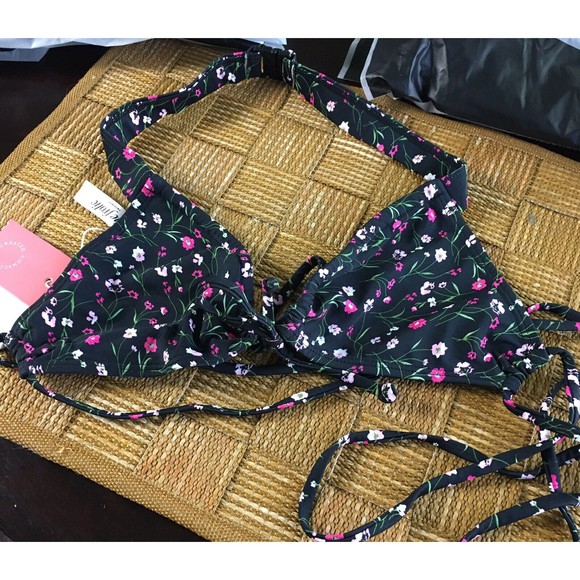 ASOS The Frolic NWT black Floral Bikini top multi US 4 Halter Tie Back - Picture 8 of 8